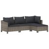 vidaXL 7-tlg. Garten-Lounge-Set mit Kissen Grau Poly Rattan