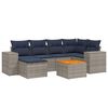 vidaXL 7-teiliges Gartensofa-Set mit Kissen, grau, Polyrattan