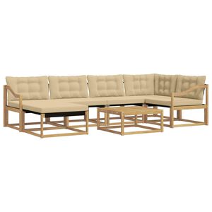 vidaXL Outdoor-Sofagarnitur 7 stk. Wei&szlig; und Beige Massivholz Akazie
