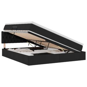 vidaXL LED-Speicherbett mit Matratze Schwarz 160 x 200 cm Stoff