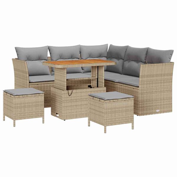 vidaXL Garten-Sofa-Set mit Kissen 8 pcs Beige und Hellgrau