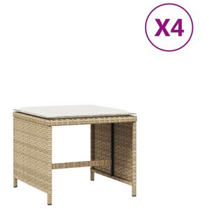 vidaXL Gartenhocker mit Kissen 4 Stk. Beige 41x41x36 cm Poly Rattan