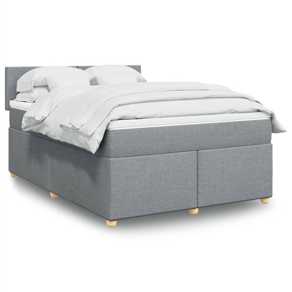 vidaXL Boxspringbett mit Matratze Hellgrau 140x200 cm Stoff