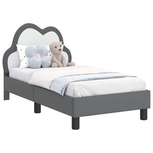 vidaXL Kinderbettgestell mit Kopfteil Hellgrau 70 x 140 cm PU