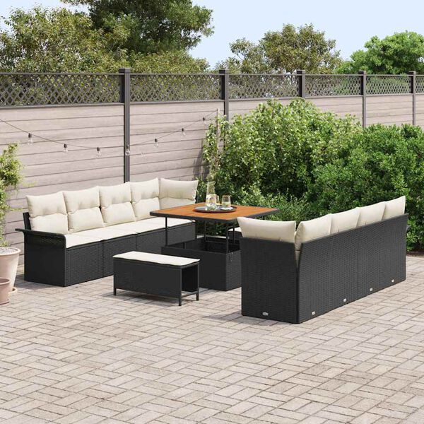 vidaXL Garten-Sofa-Set 11 pcs Schwarz Poly-Rattan