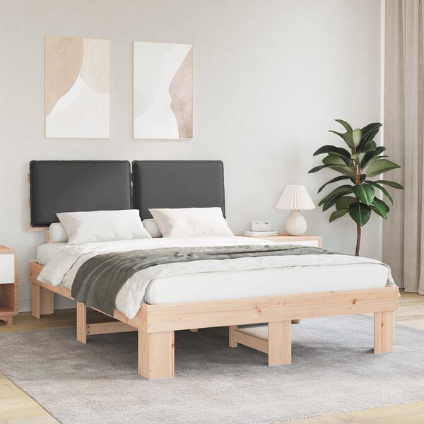 vidaXL Bettgestell mit gepolstertem Kopfteil Dunkelgrau 160 x 200 cm