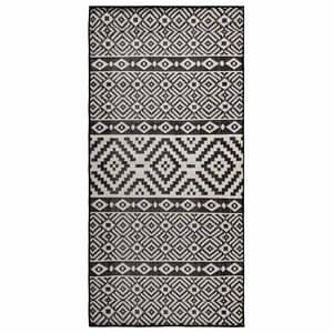 vidaXL Outdoor-Teppich Flachgewebe 80x150 cm Schwarz Gestreift