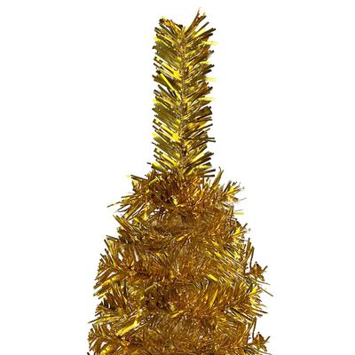 vidaXL Weihnachtsbaum Schlank mit LEDs Golden 150 cm