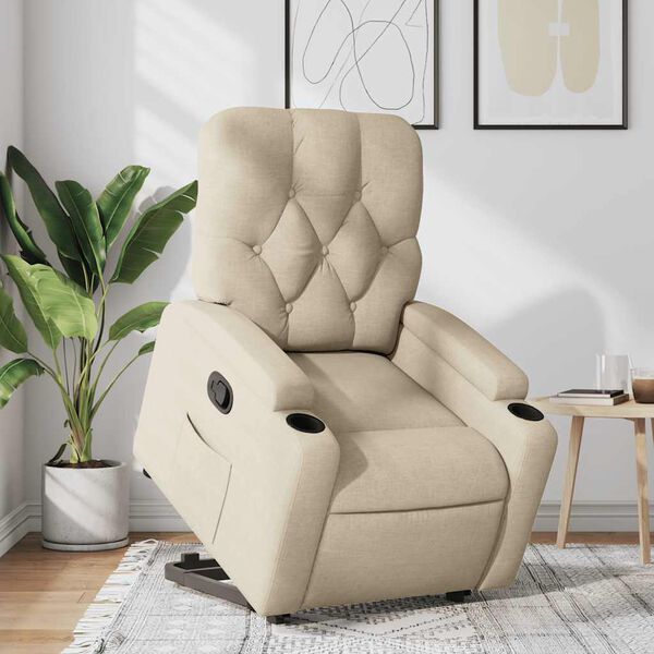 vidaXL Relaxsessel mit Aufstehhilfe Creme Stoff