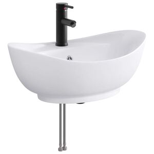 vidaXL Waschbecken mit Wasserhahn und Abfluss Matt Schwarz