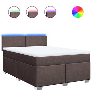 vidaXL Boxspringbett mit Matratze Dunkelbraun 140x190 cm Stoff