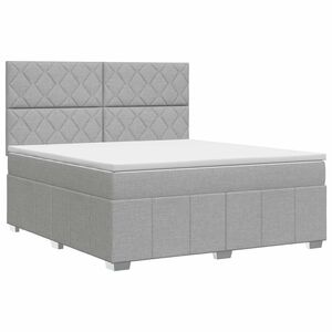 vidaXL Boxspringbett mit Matratze Hellgrau 160 x 200 cm Stoff