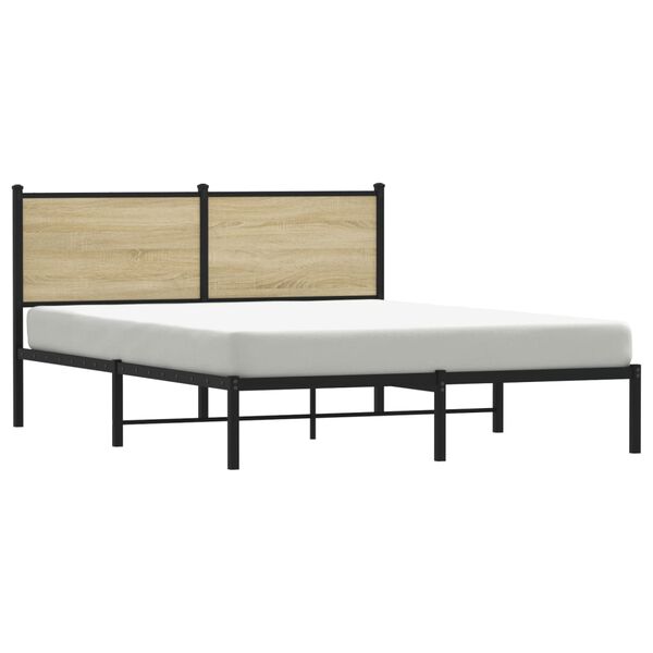 vidaXL Metallbett ohne Matratze Sonoma-Eiche 150x200 cm