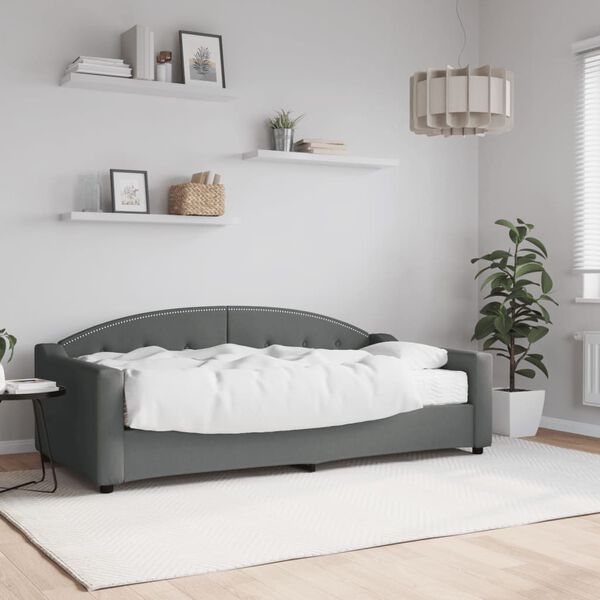 vidaXL Tagesbett mit Matratze Dunkelgrau 90x190 cm Stoff