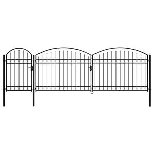 vidaXL Gartentor mit Gew&ouml;lbter Spitze Stahl 2 x 5 m Schwarz
