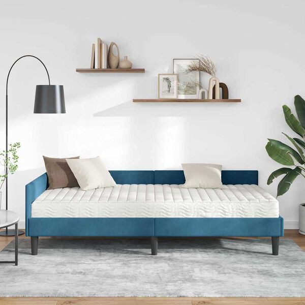 vidaXL Eckbettgestell mit Matratze Sonstiges 2 pcs Blau Samt