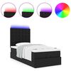 vidaXL Ottoman-Bett mit Matratze & LEDs Schwarz 90x200 cm Kunstleder
