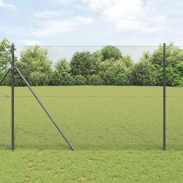 vidaXL Geschwei&szlig;ter Drahtzaun Grau 1,5 x 10 m