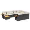 vidaXL 11-tlg. Garten-Sofagarnitur mit Kissen Schwarz Poly Rattan