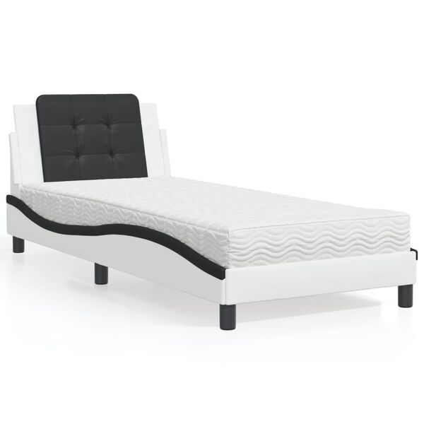 vidaXL Bettgestell ohne Matratze "Zadar" Wei&szlig; und Schwarz 90x190 cm Kunstleder