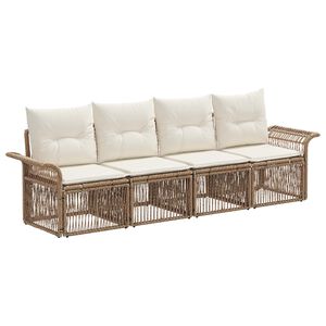 vidaXL Gartensofa-set 4 stk. Beige Poly-Rattan