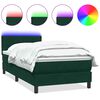 vidaXL Boxspringbett mit Matratze & LED Dunkelgr&uuml;n 100x220 cm Samt