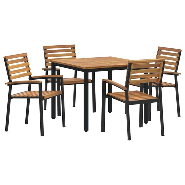 vidaXL Garten Essgruppe 5 pcs Schwarz Massivholz Akazie