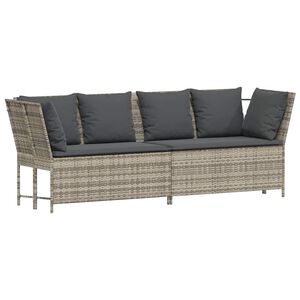 vidaXL Gartensofa mit Kissen Hellgrau Poly Rattan