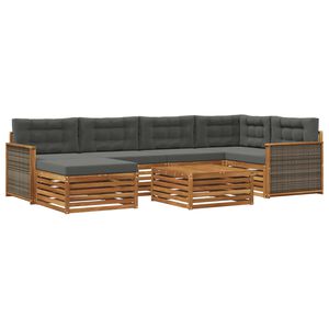 vidaXL Outdoor-Sofagarnitur 7 Stk. Natur und Anthrazit