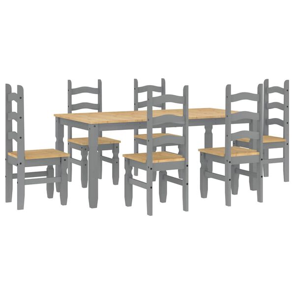 vidaXL 7-tlg. Essgruppe Panama Grau Massivholz Kiefer