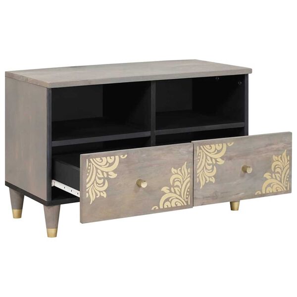 vidaXL TV-Schr&auml;nk mit Schubladen Grau 70 x 33 x 46 cm Massivholz Mango