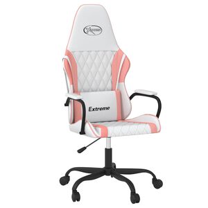 vidaXL Gaming-Stuhl mit Massagefunktion Wei&szlig; und Rosa Kunstleder