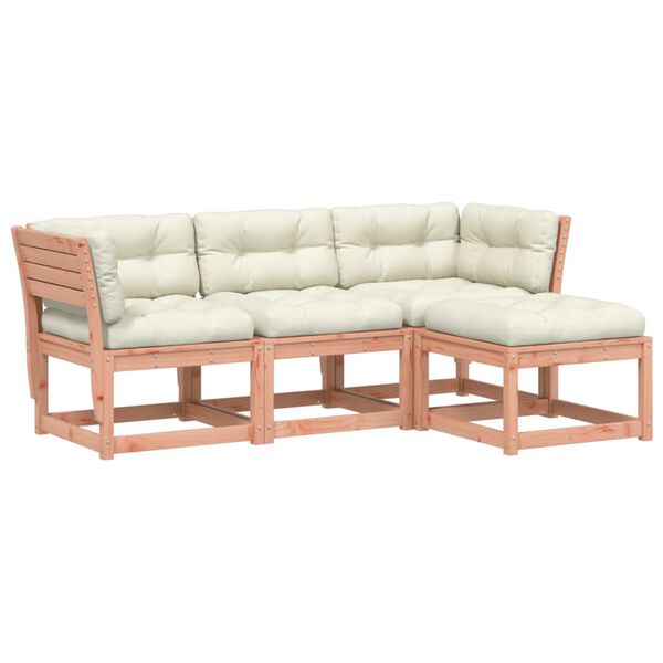 vidaXL 4-tlg. Garten-Lounge-Set mit Kissen Massivholz Douglasie