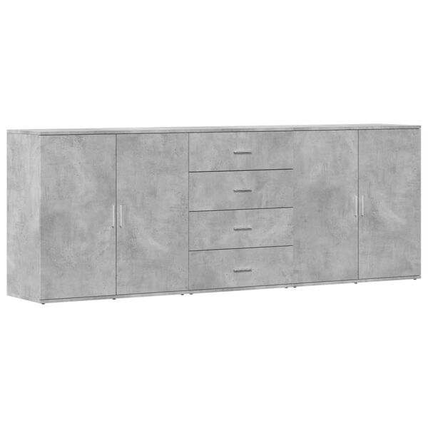 vidaXL Sideboards 3 Stk. Betongrau Holzwerkstoff