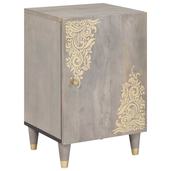 vidaXL Badezimmerschrank mit Tür Grau 38 x 33 x 58 cm Massivholz Mango