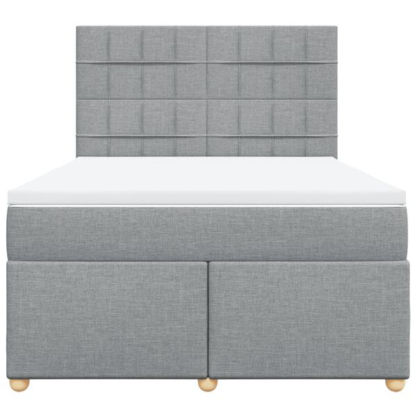 vidaXL Boxspringbett mit Matratze Hellgrau 140x200 cm Stoff