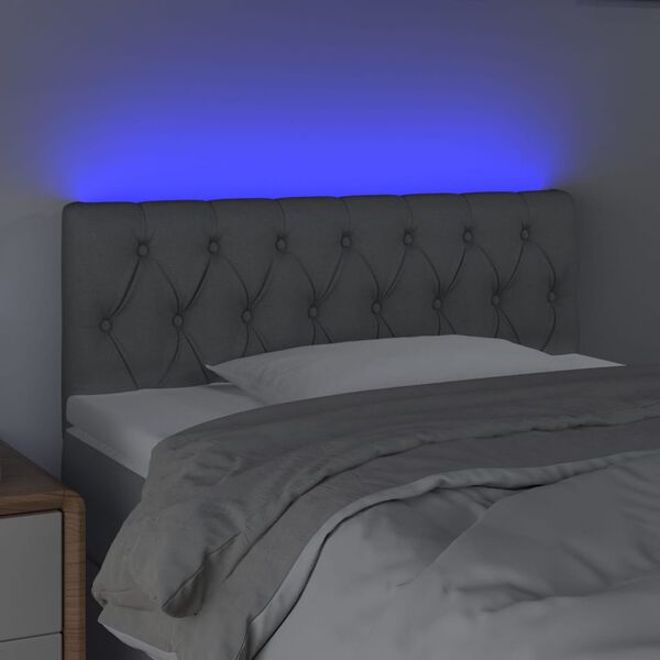vidaXL LED-Kopfteil hellgrau 100x7x78/88 cm Stoff