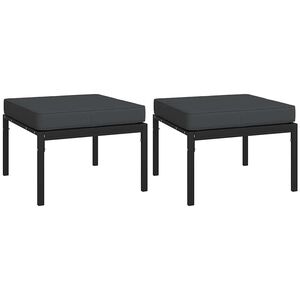 vidaXL Gartenhocker mit Grauen Kissen 2 Stk. 60x60x35 cm Stahl
