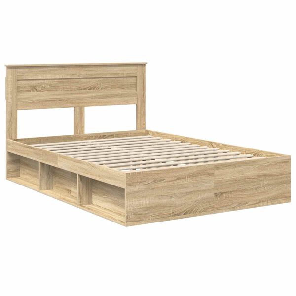 vidaXL Bettrahmen Sonoma 140 x 190 cm Massives Kiefernholz