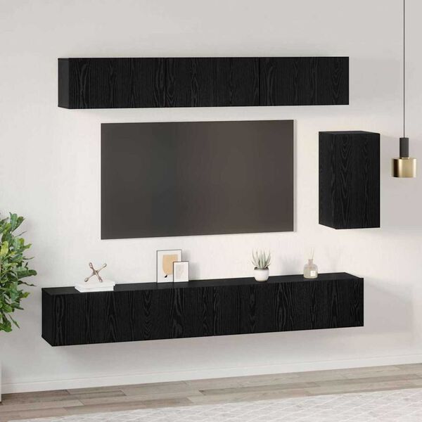 vidaXL TV-Schrankset 6 pcs Schwarz Eichen-Optik Holzwerkstoff