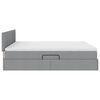 vidaXL Bett mit LED-Lichtleisten Hellgrau 200 x 200 cm Stoff