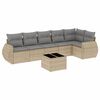vidaXL 7-tlg. Garten-Sofagarnitur mit Kissen Beige Poly Rattan