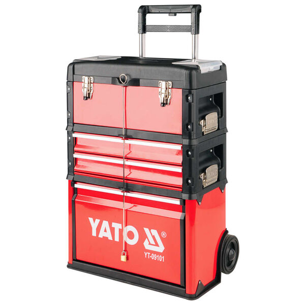 YATO Werkzeugtrolley mit 3 Schubladen 52x32x72 cm