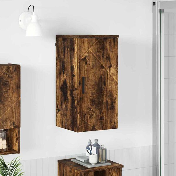 vidaXL Badezimmerschrank mit T&uuml;r Ger&auml;ucherte Eiche 30 x 31,5 x 61 cm