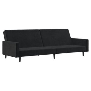 vidaXL Schlafsofa 2-Sitzer Schwarz Samt