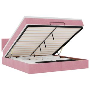 vidaXL Ottoman-Bett mit Matratze & LEDs Rosa 160x200 cm Samt