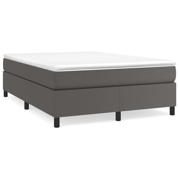 vidaXL Boxspringbett mit Matratze Grau 180x200 cm Kunstleder