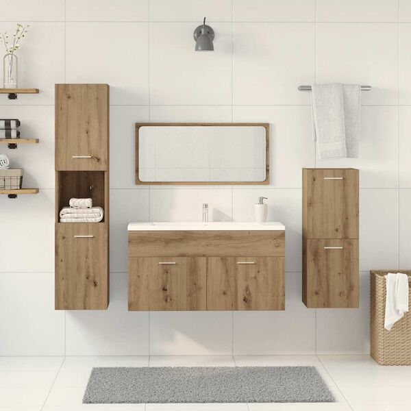 vidaXL 4-tlg. Badm&ouml;bel-Set Artisan-Eiche Holzwerkstoff
