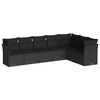 vidaXL 7-tlg. Garten-Sofagarnitur mit Kissen Schwarz Poly Rattan