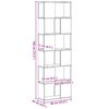 vidaXL B&uuml;cherregal/Raumteiler Schwarz Eichen-Optik 60x24x186 cm